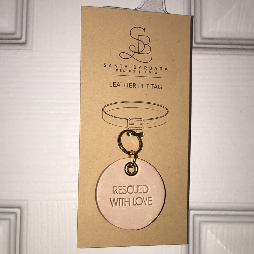 NWT Leather Pet Tag Rescued With Love - Picture 3 of 5